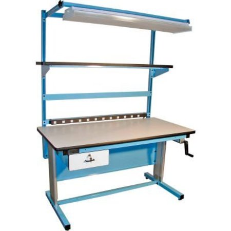 PRO LINE Global Industrial„¢ Bench-In-A-Box Ergonomic Workbench, Plastic Laminate Top, 72"Wx30"D, Blue BIB17